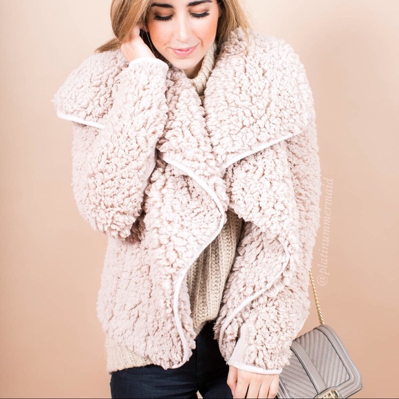 Pressed Pink SHERPA Faux Fur Teddy Bear Coat NWT - Picture 3 of 7